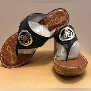 Sam Edelman Ruth Wedge Black Sandals Size 8 (EU 39)
